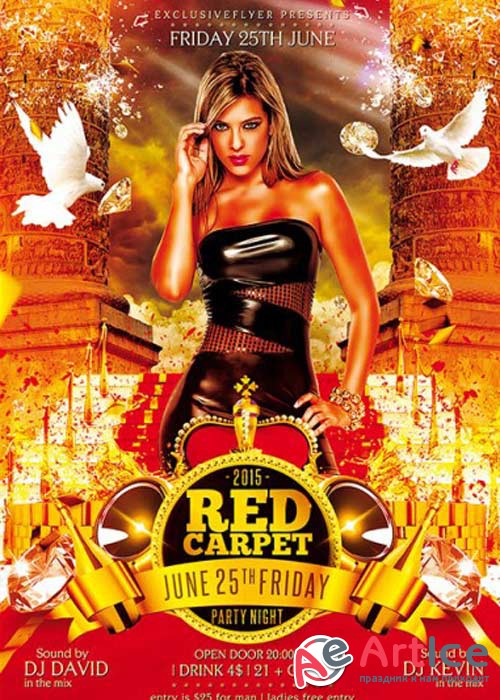 Red Carpet Premium Flyer Template + Facebook Cover