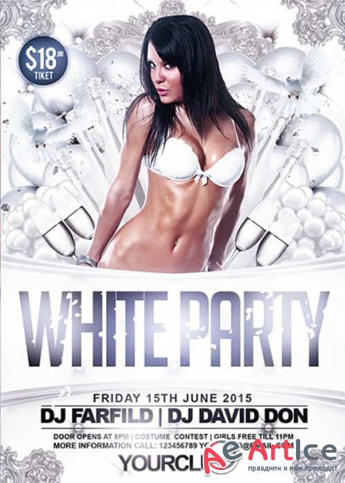 White Party Vol.2 Premium Flyer Template + Facebook Cover