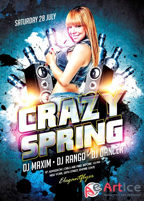 Crazy spring Flyer PSD Template + Facebook Cover