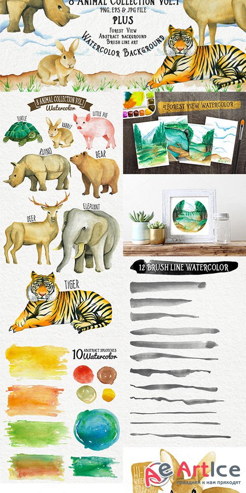 Watercolor Animal Vol.1 Plus - Creativemarket 472014