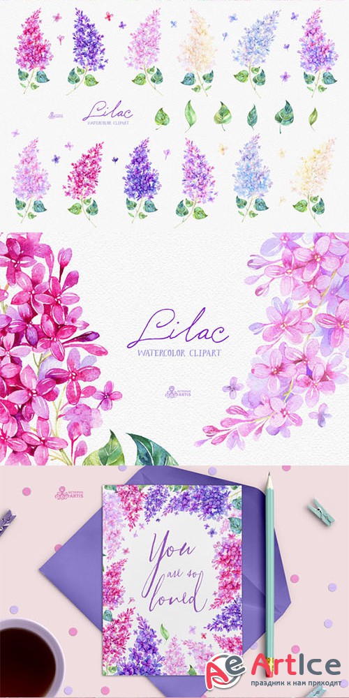 Lilac. Watercolor collection - Creativemarket 529891