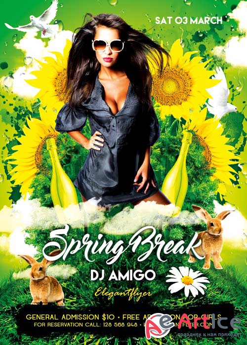 Spring Break V02 Flyer PSD Template + Facebook Cover