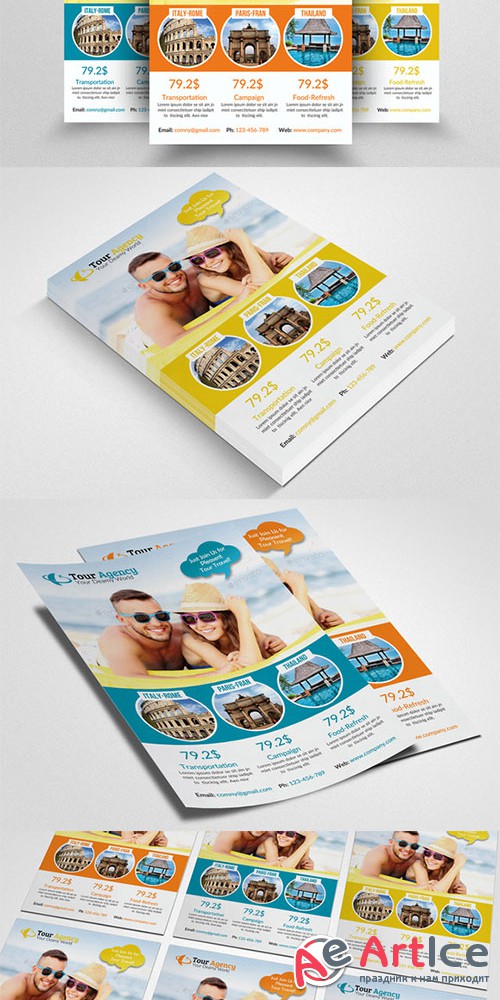 Tour Travel Agency Flyer Template - Creativemarket 553632