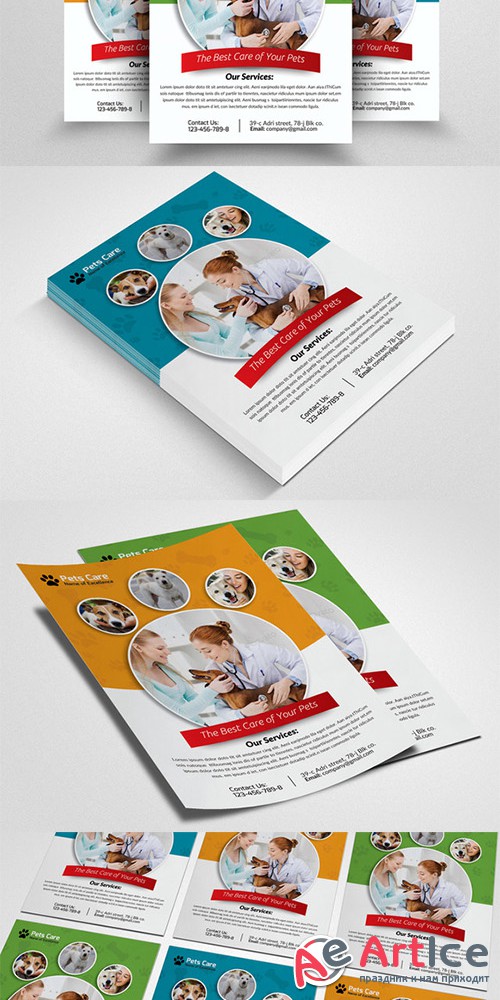 Pets Clinic Flyer Template - Creativemarket 553543
