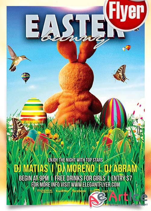 Easter Bunny Flyer PSD Template + Facebook Cover