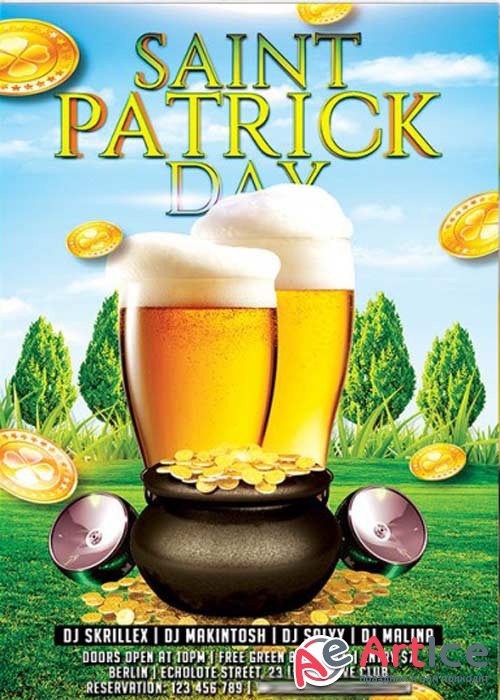 St. Patricks Day Premium Flyer Template + Facebook Cover