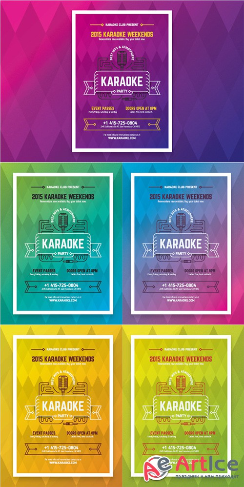 Karaoke party poster template - Creativemarket 160534