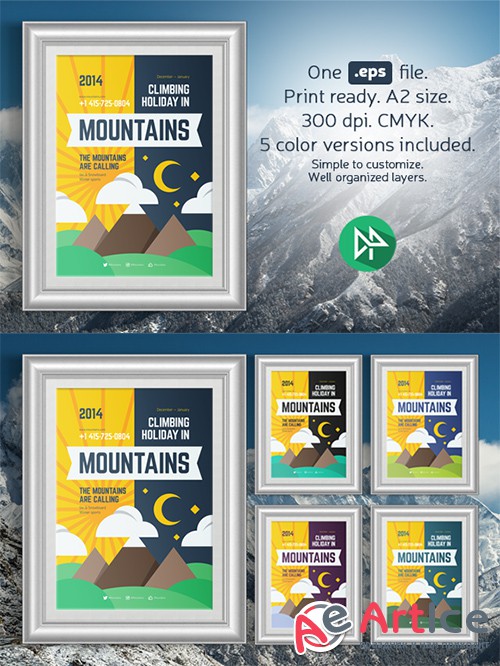 Mountain climbing poster template - Creativemarket 109128
