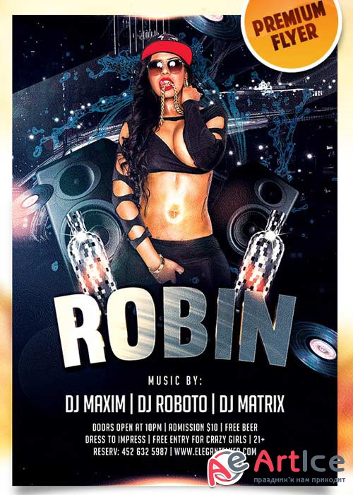 Dj Robin Flyer PSD Template + Facebook Cover