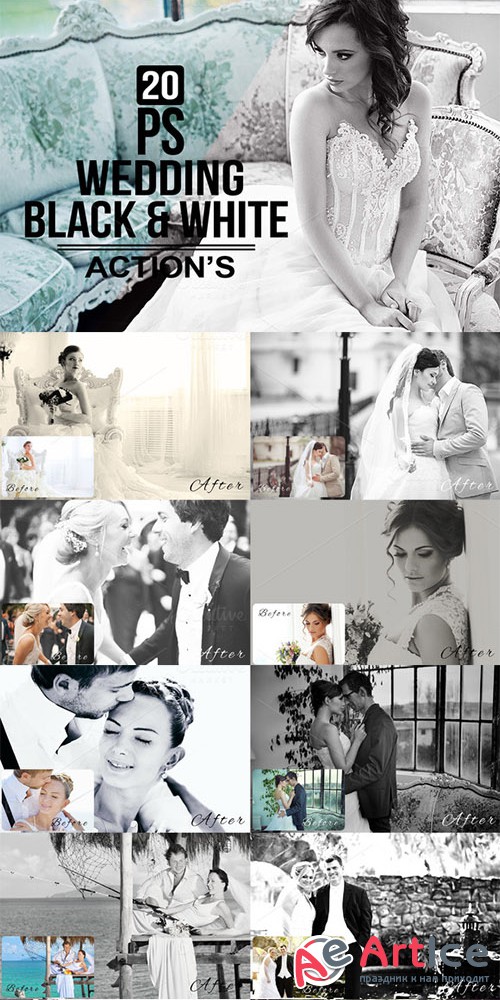 Black & White Wedding Actions - Creativemarket 319360