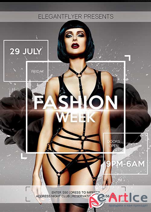 Fashion Week Flyer PSD Template + Facebook Cover
