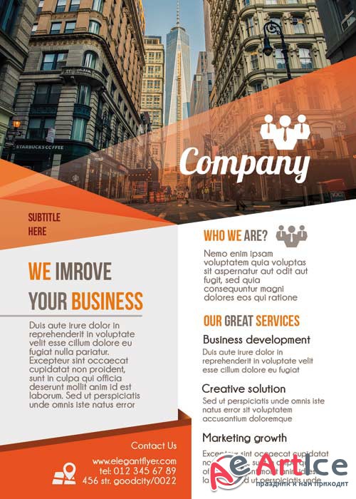 Company PREMIUM Flyer PSD Template + Facebook Cover  New Technologies Tri-Fold