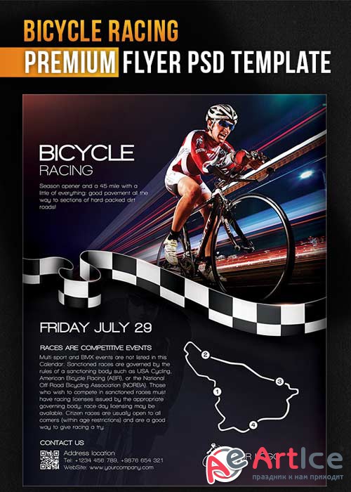 Bicycle Racing Flyer PSD Template + Facebook Cover
