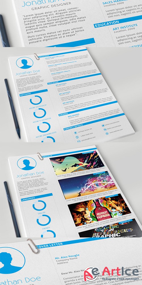 Resume, Cover Letter & Portfolio - Creativemarket 44692