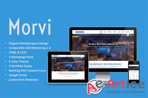 Morvi - Bootstrap HTML5 Portfolio - Creativemarket 210385