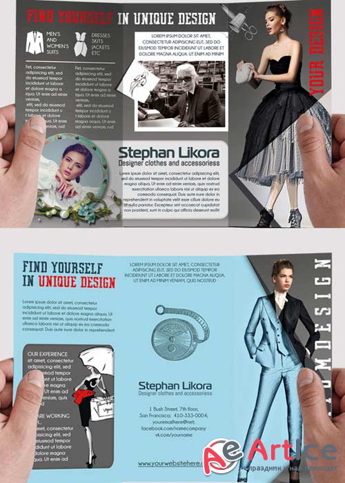 Clothing Design Tri-Fold PSD Brochure Template