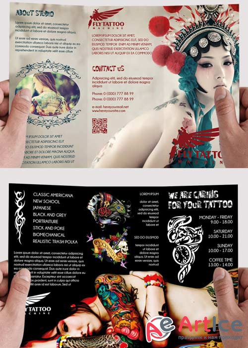 Tattoo Salon Premium Tri-Fold PSD Brochure Template