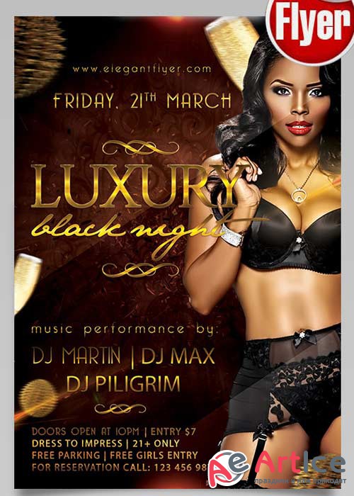 Luxurious Black Night Flyer PSD Template + Facebook Cover