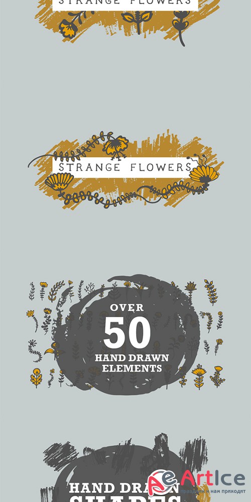Hand drawn flowers - Creativemarket 413652