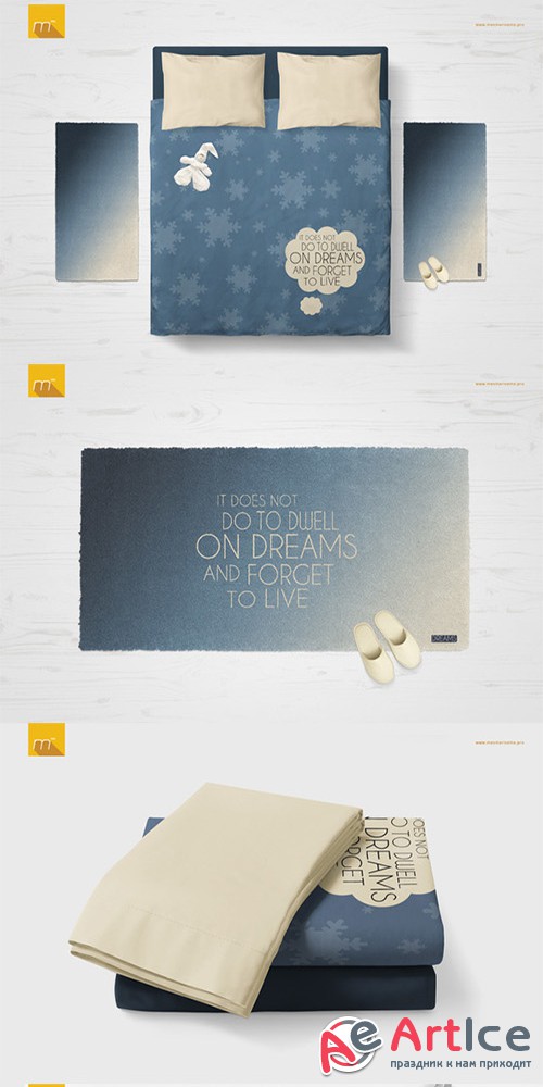 Bedclothes and Rug Mock-up - Creativemarket 492700