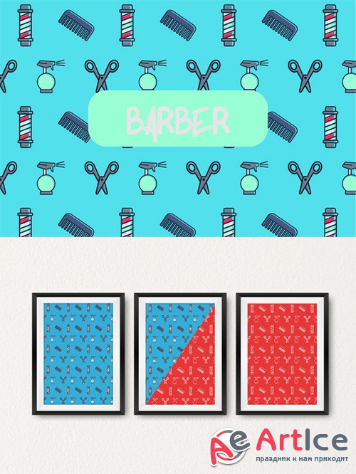 Barber icon pattern. - Creativemarket 551749