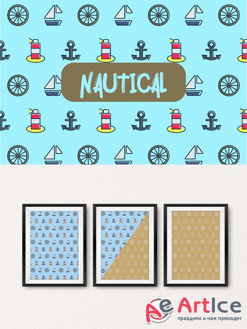 Nautical icon pattern - Creativemarket 551821