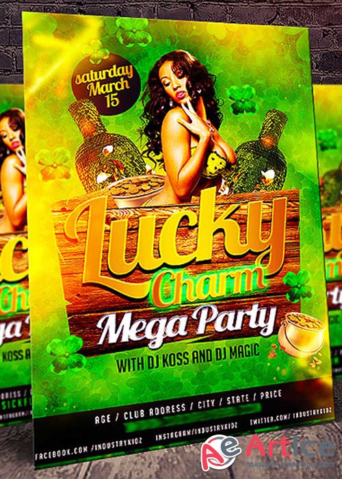 St Patricks Day V5 PSD Flyer Template with Facebook Cover