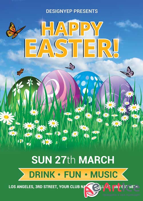 Happy Easter V3 Flyer PSD Template