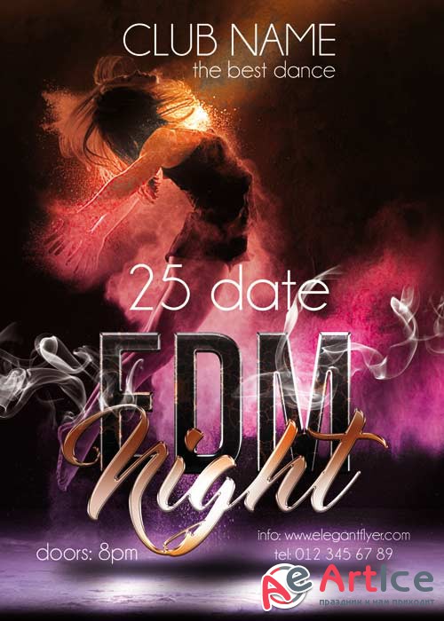 EDM Night PREMIUM Flyer PSD Template + Facebook Cover