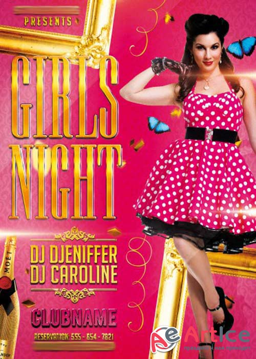 Girls Night Party V8 Flyer PSD Template + Facebook Cover