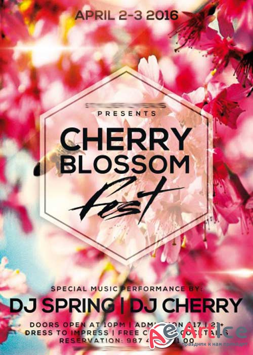 Cherry Blossom Fest Flyer PSD Template + Facebook Cover