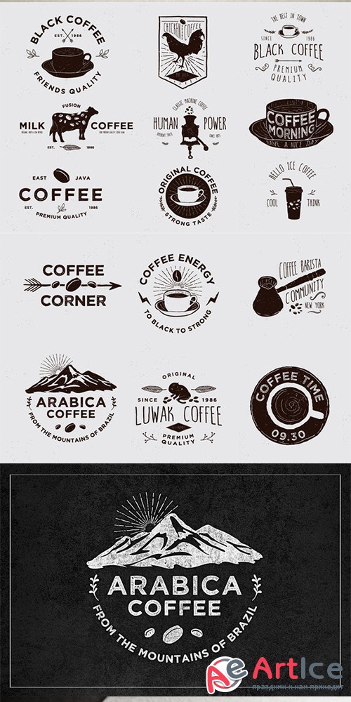 Badges for Coffee Collections - Creativemarket 209156