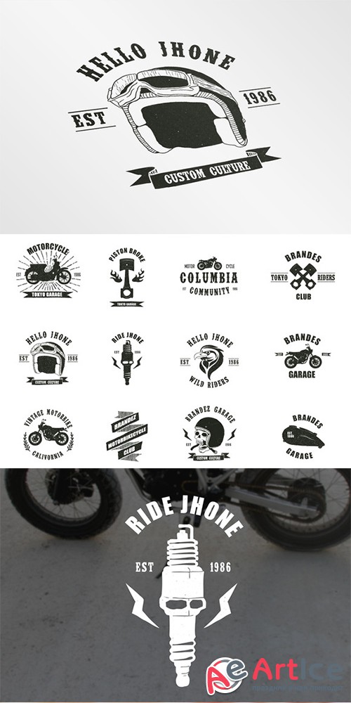 Vintage Badges Motorcycle - Creativemarket 167411