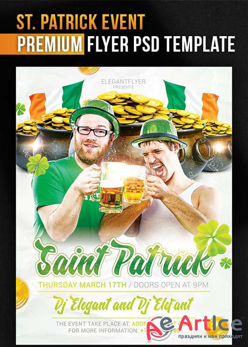 Saint Patricks Day V7  Flyer PSD Template + Facebook Cover