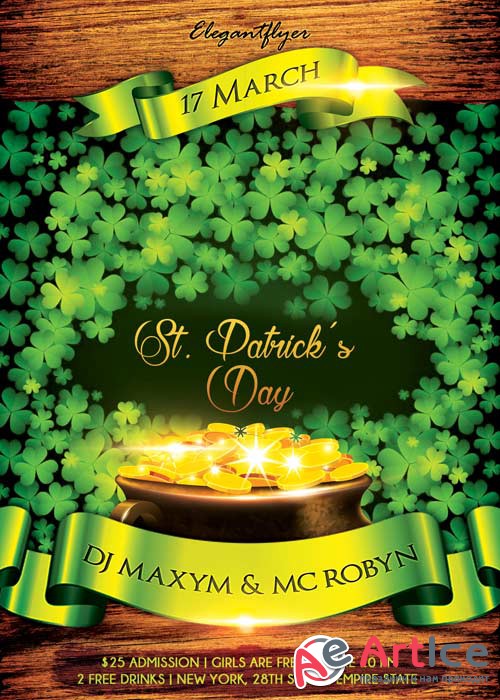 Saint Patricks Day V2  Flyer PSD Template + Facebook Cover