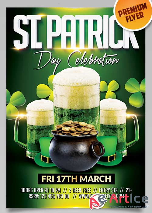 Saint Patricks Day V11 Flyer PSD Template + Facebook Cover