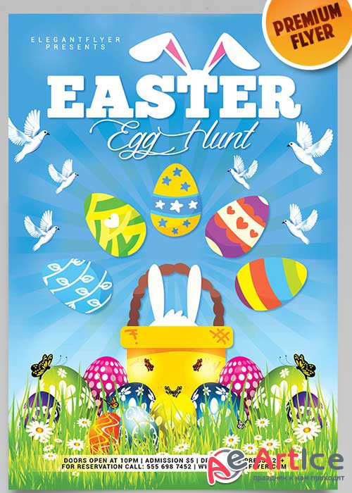 Easter Egg Hunt Flyer PSD Template + Facebook Cover