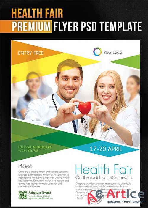 Health Fair Flyer PSD Template + Facebook Cover