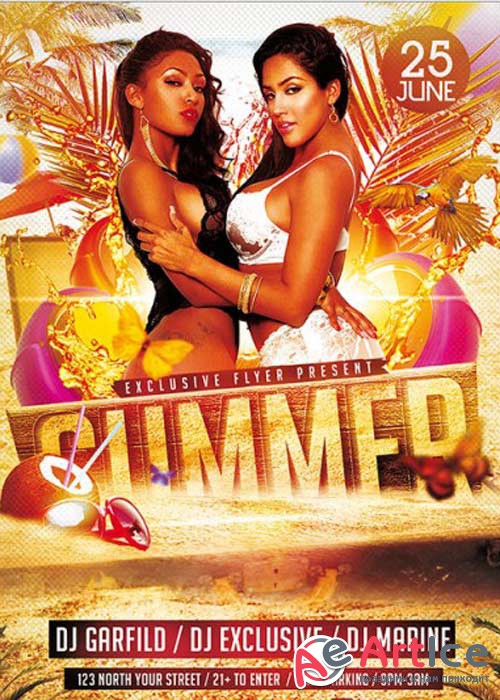 Summer V5 Premium Flyer Template + Facebook Cover