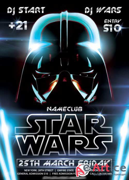 Star Wars PSD Premium Flyer Template + Facebook Cover