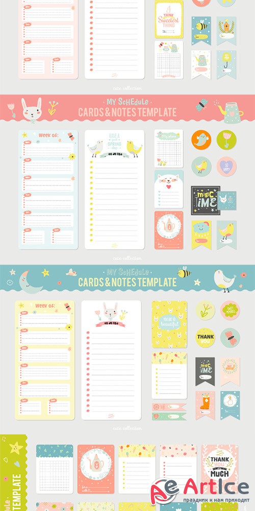 Cute Planners, cards, and stickers - Creativemarket 557598