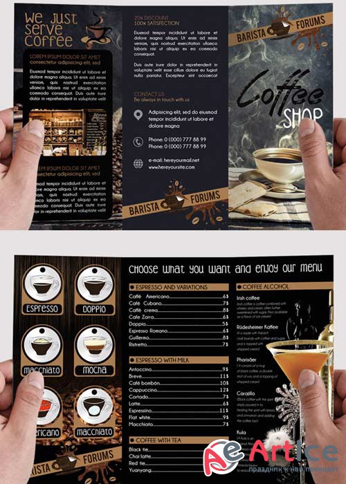 Coffee Shop Tri-Fold PSD Brochure Template