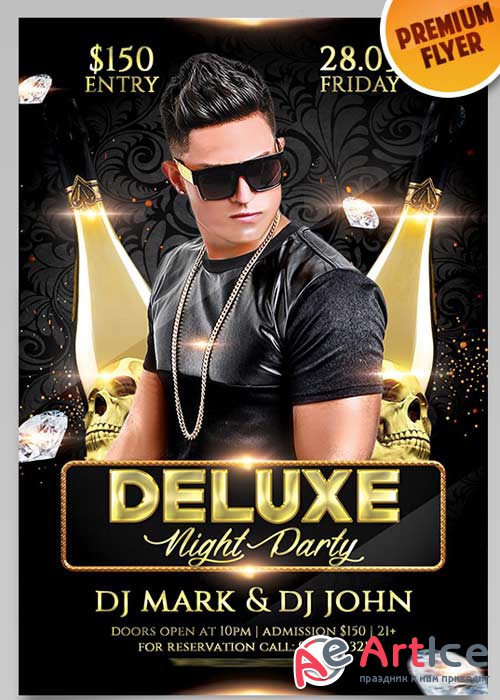 Deluxe Night Party Flyer PSD Template + Facebook Cover