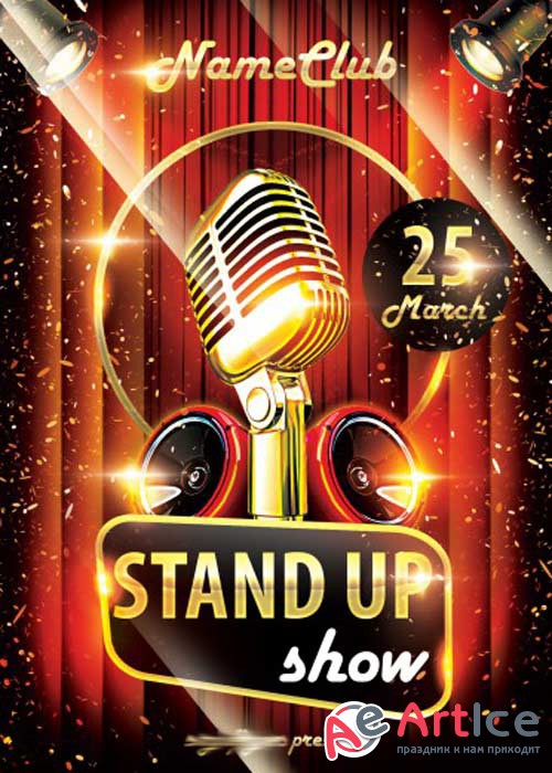 Stand Up Show V1 PSD Flyer Template with Facebook Cover