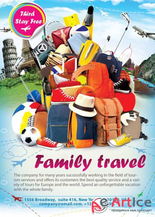 Family Travel V1 Flyer PSD Template + Facebook Cover