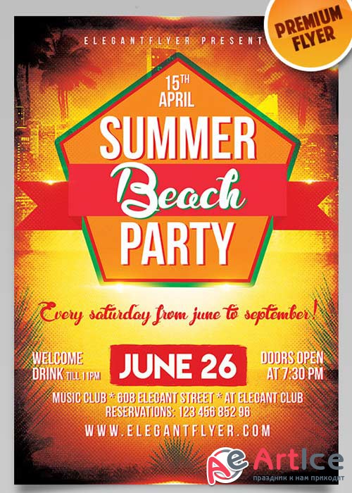 Summer Party Flyer V3 PSD Template + Facebook Cover