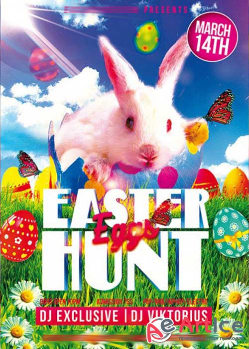 Easter Eggs Hunt Flyer PSD Template + Facebook Cover
