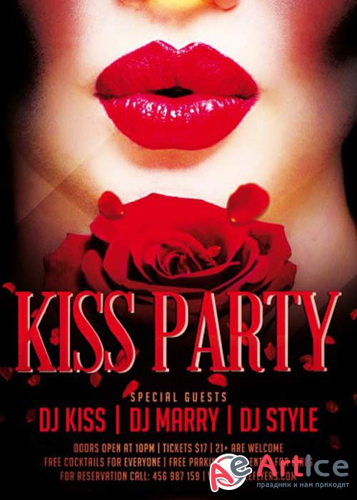 Kiss Party PSD Flyer Template