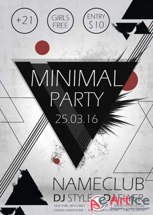 Minimal Party V3 PSD Flyer Template + Facebook Cover