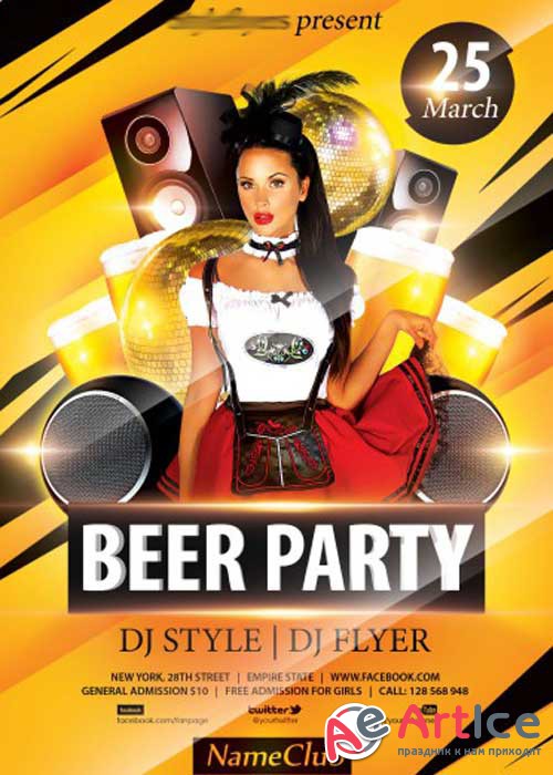 Beer Night V5 PSD Flyer Template with Facebook Cover